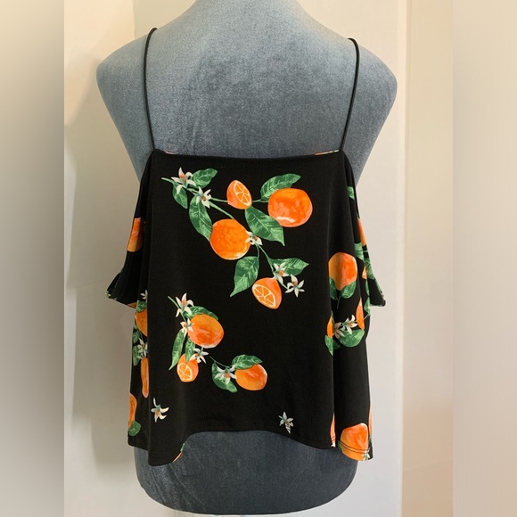 LEITH Black Camisole Tank With Fun Summer Orange Print Size 3X - Picture 3 of 10